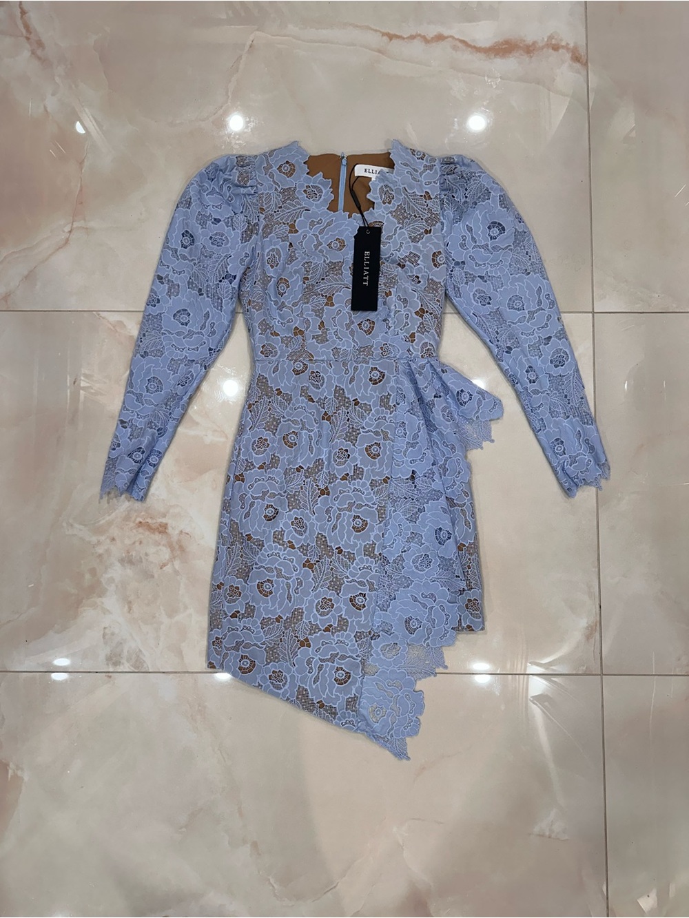 ELLIATT LIGHT BLUE FLORAL LACE LONG SLEEVES 'TANIA' DRESS